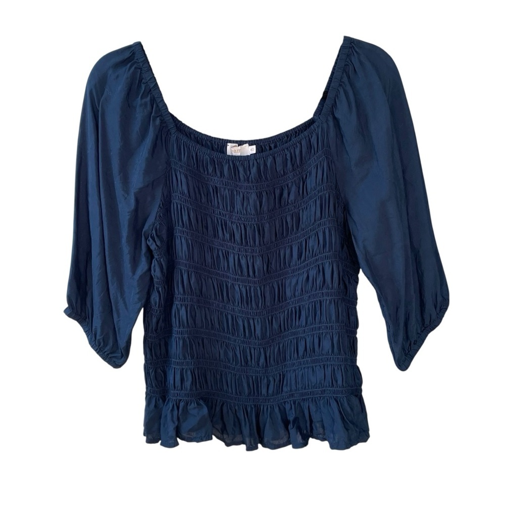CREAM Navy Blue Smocked Blouse M